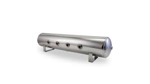 4 Gal Alum Air Tank - (2) 1 4 (2) 3 8 end ports 1 4 drain port - 30 L x 6 D - Polished