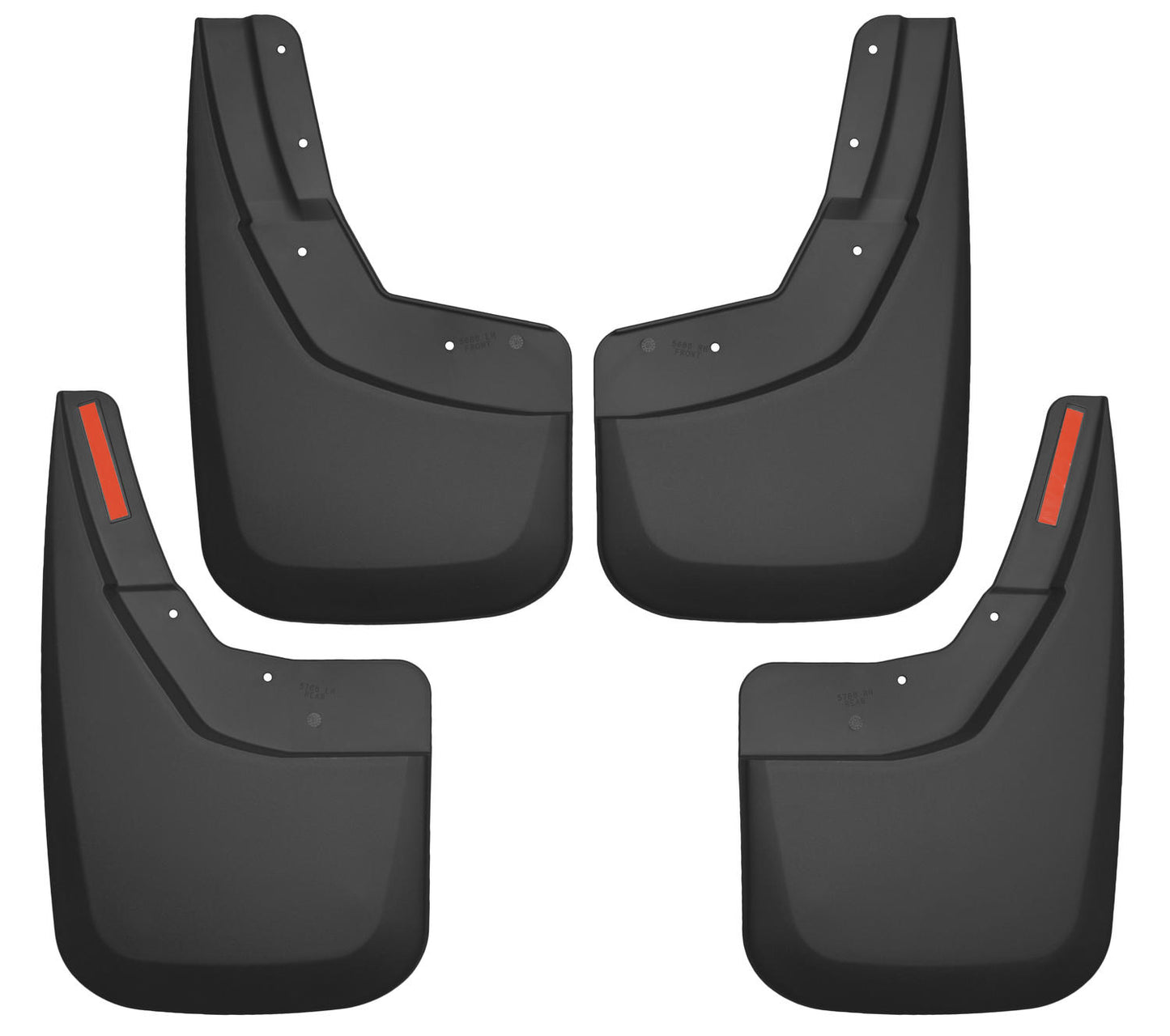 ~(4.1 lbs. 19X13X5)~ Custom Mud GuardsFront and Rear Mud Guard SetTPO - Thermoplastic OlefinBlack