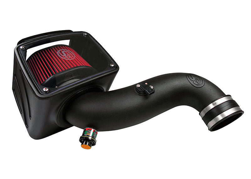 ~(15 lbs. 25X16X15)~ Cold Air Intake For 07-10 Chevrolet Silverado GMC Sierra V8-6.6L LMM Duramax Cotton Cleanable Red S B