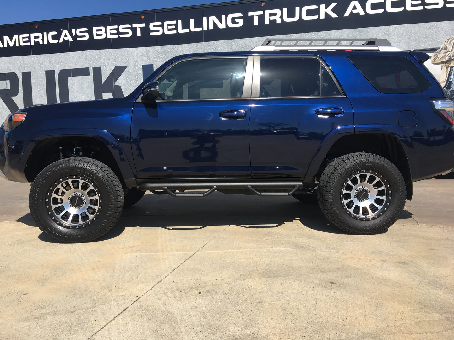 ~(52 lbs. 79X14X11)~ Step Systems Nerf Step Textured Black Toyota 14-21 4 Runner (Does not fit 10-19 Limited and 10-13 SR5 Models) SUV Gas SRW