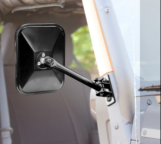 ~(3 lbs. 13X6X4)~ Quick Release Mirror Rectangular Black 97-18 Jeep Wrangler