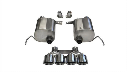 ~(46 lbs. 53X20X14)~ 2.75 Inch Valve-Back Sport Exhaust Dual Rear Exit Quad 4.5 Inch Polished Tips 14-Present Chevy Corvette C7 Plus Grand Sport 6.2L V8 Stainless Steel Corsa Performance