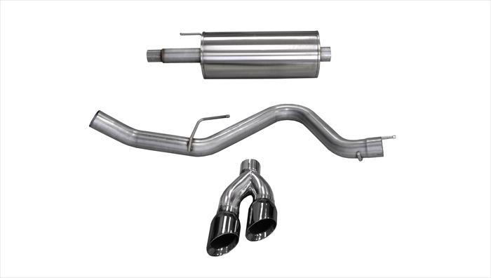 ~(62.4 lbs. 49X16X12)~ 3.0 Inch Cat-Back Sport Single Side Exit Exhaust 4.0 Inch Black Tips 15-Present Ford F150 5.0L V8 SuperCab/SuperCrew 145/156.8/163.7 Inch WB Stainless Steel
