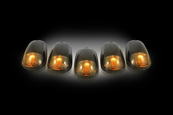 ~(4 lbs. 14X13X3)~ Dodge 03-19 Heavy-Duty 2500 and 3500 (5-Piece Set) Smoked Cab Roof Light Kit with White and Amber Strobe LEDs and White