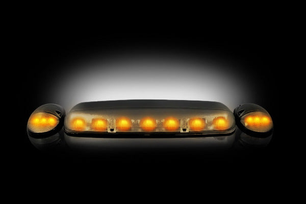 ~(3 lbs. 17X13X3)~ GMC and Chevy 02-07 (1st GEN Classic Body Style) Heavy-Duty (3-Piece Set) Smoked Cab Roof Light Kit with White and Amber