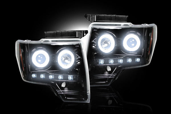 ~(23 lbs. 22X22X19)~ Ford F150 and RAPTOR 09-14 PROJECTOR HEADLIGHTS w/ CCFL HALOS and DRL (Attn: Does NOT fit 13-14 Lariat King Ranch FX2 FX