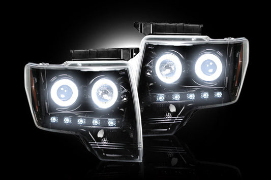 ~(23 lbs. 22X22X19)~ Ford F150 and RAPTOR 09-14 PROJECTOR HEADLIGHTS w/ CCFL HALOS and DRL (Attn: Does NOT fit 13-14 Lariat King Ranch FX2 FX