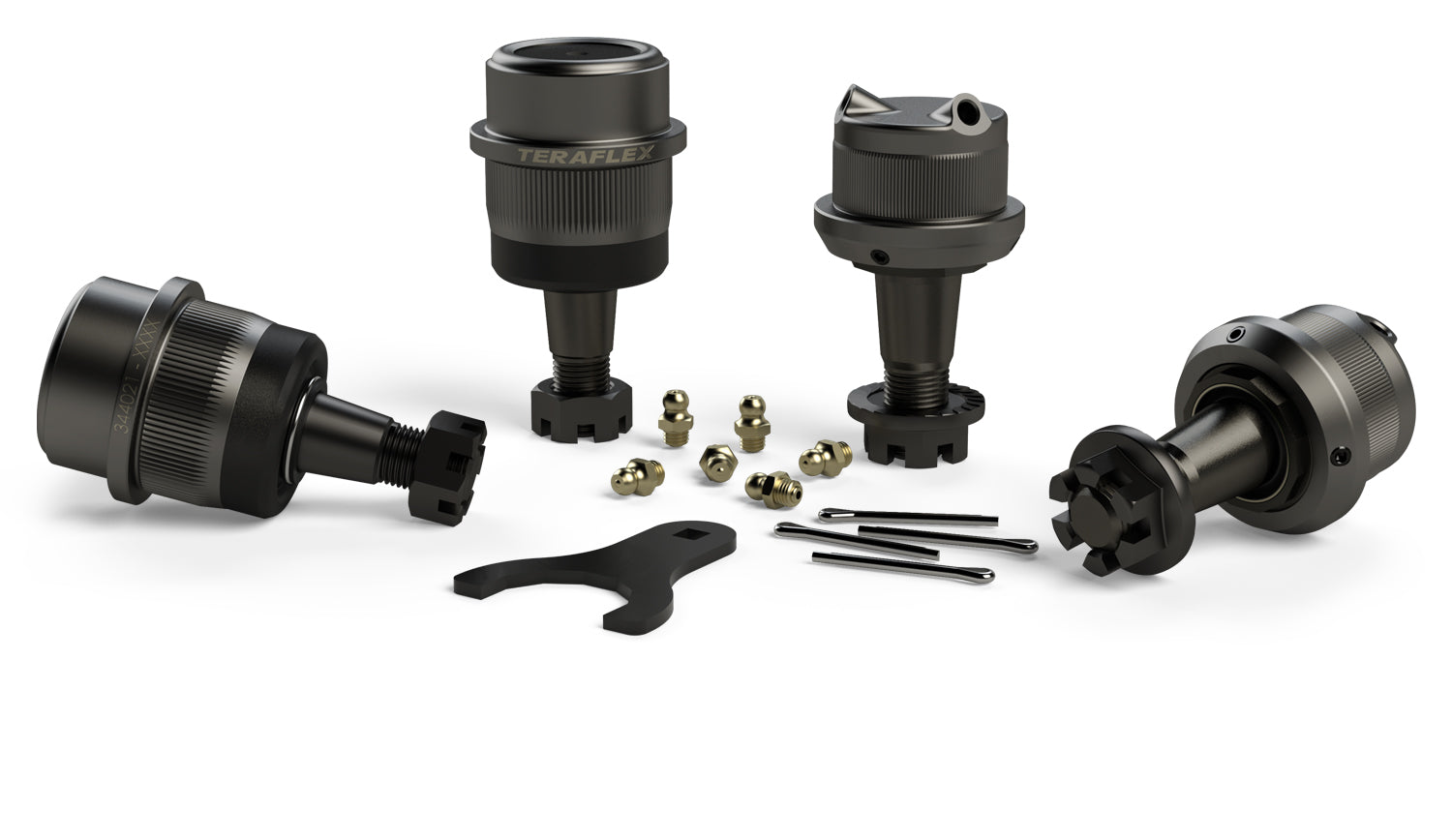 ~(5.5 lbs. 7X5X3)~ JK HD Dana 44/30 Upper And Lower Ball Joint Set of 4 W/Knurl 07-Pres Wrangler JK TeraFlex