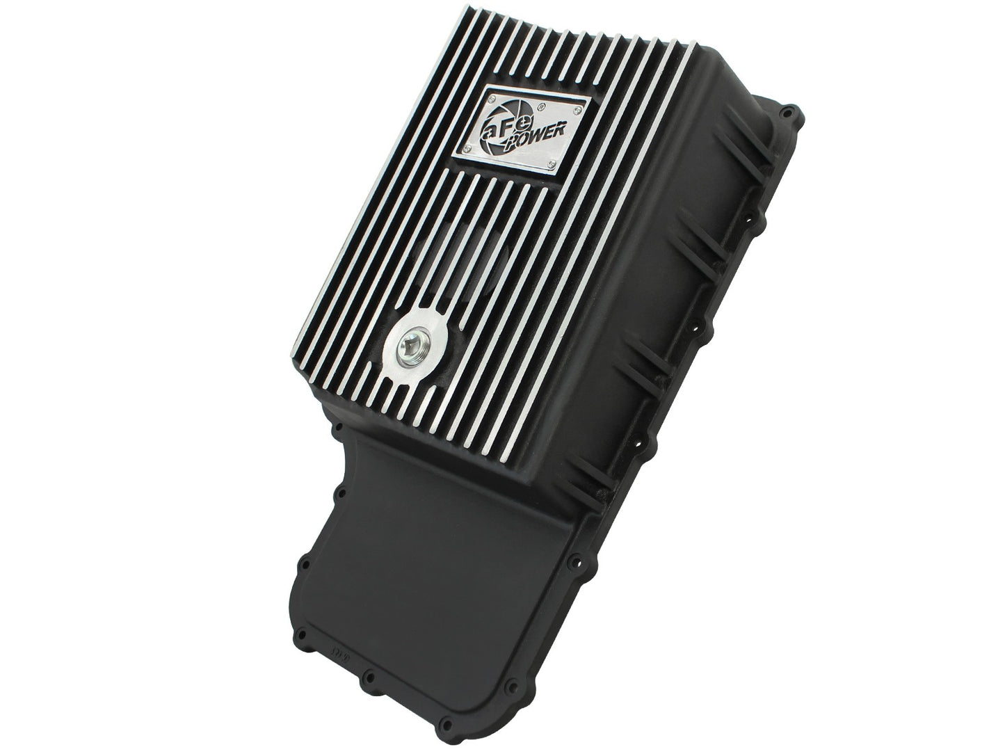 ~(17.2 lbs. 23X14X6)~ aFe Power Transmission Pan Black w/ Machined Fins Ford Diesel Trucks 11-19 V8-6.7L (td)