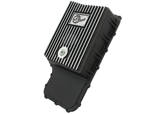 ~(17.2 lbs. 23X14X6)~ aFe Power Transmission Pan Black w/ Machined Fins Ford Diesel Trucks 11-19 V8-6.7L (td)
