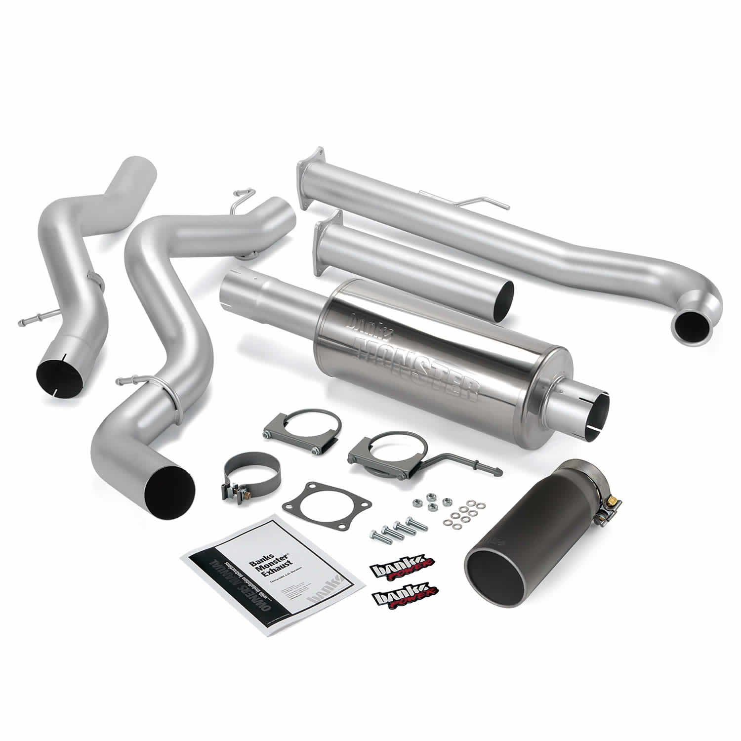 ~(84 lbs. 37X35X10)~ Monster Exhaust System S/S-Black Tip - 2001-04 Chevy 6.6L Ec/Cclb
