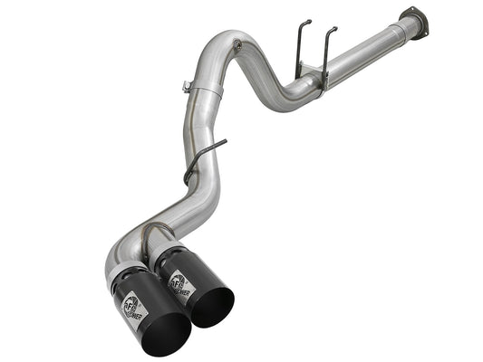 ~(67 lbs. 49X23X13)~ Rebel XD 4 IN 409 Stainless Steel DPF-Back Exhaust System w/Black Tip Ford Diesel Trucks 17-20 V8-6.7L (td)