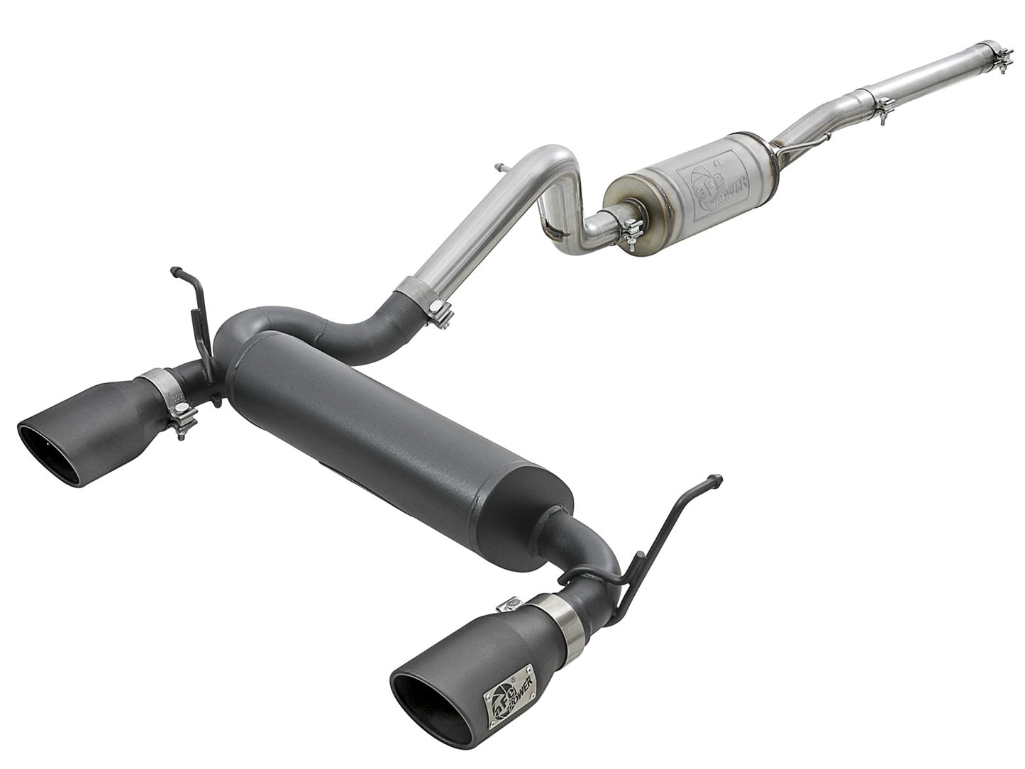 ~(54 lbs. 49X23X13)~ Rebel Series 2-1/2 IN 409 Stainless Steel Cat-Back Exhaust System w/ Black Tips Jeep Wrangler (JK) 07-18 V6-3.6L/3.8L