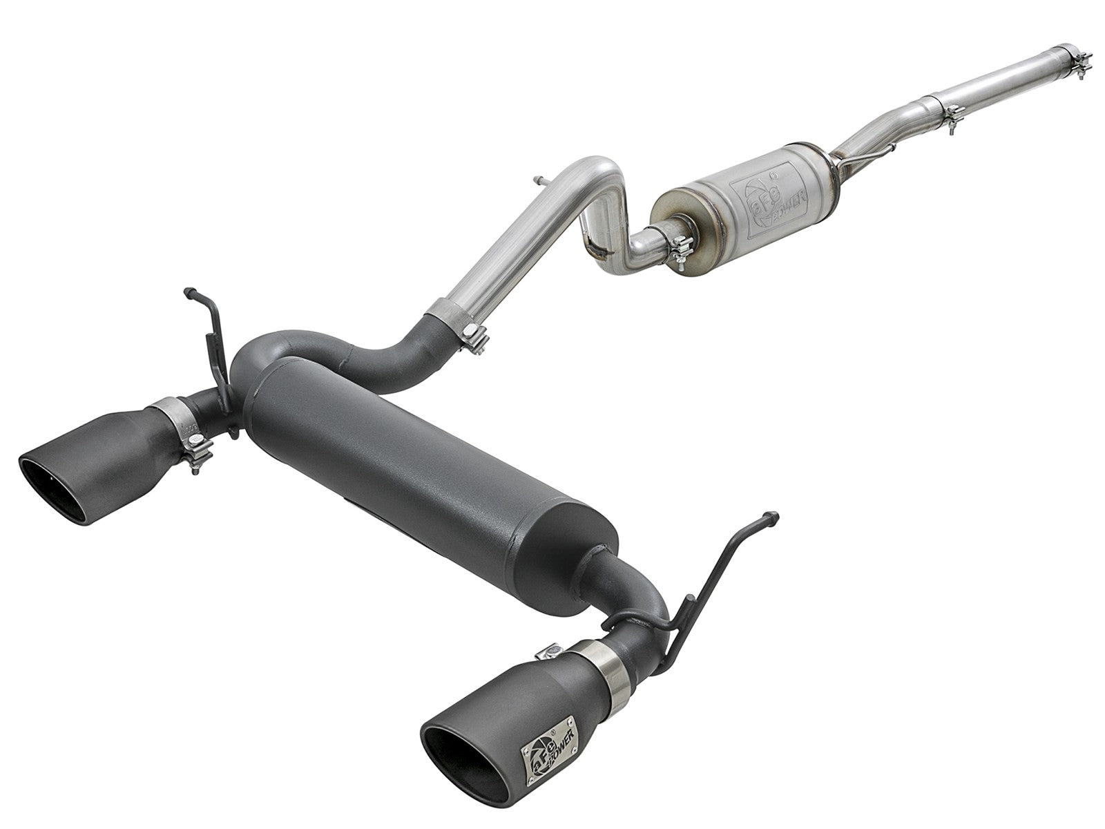 ~(54 lbs. 49X23X13)~ Rebel Series 2-1/2 IN 409 Stainless Steel Cat-Back Exhaust System w/ Black Tips Jeep Wrangler (JK) 07-18 V6-3.6L/3.8L