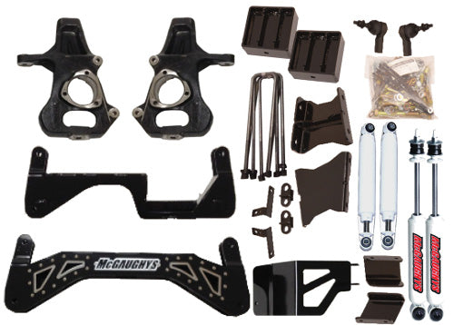 ~(242 lbs. 25X11X2)~ BLACK SS KIT (NO DUALLY) GM 2011-13 4WD 7 in LIFT KIT W/FRONT AND REAR SHOCKS W/POLISHED STAINLESS INSERTS AND POLISHED BUTTON HEAD BOLTS