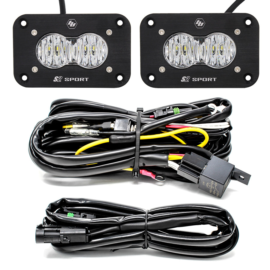 ~(2 lbs. 6X6X6)~ LED Work Light Clear Lens Wide Cornering Pattern Flush Mount Kit S2 Sport Baja Designs