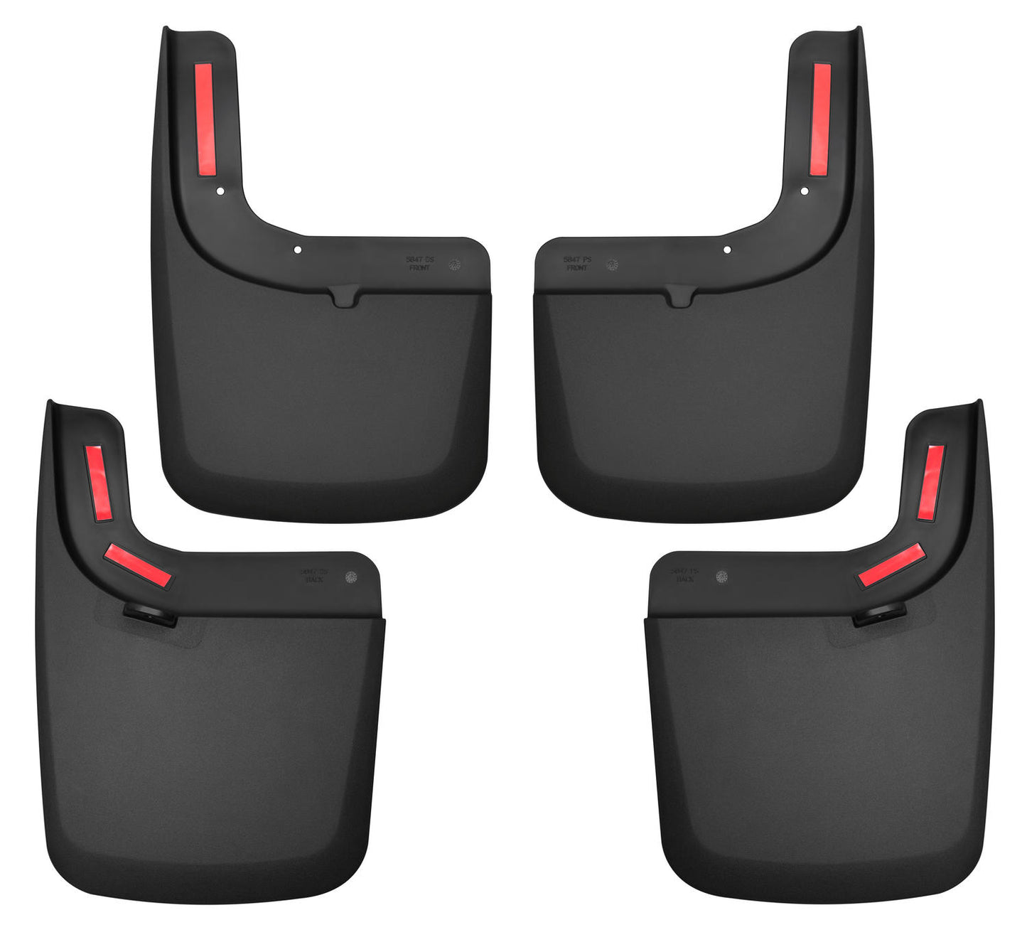 ~(4 lbs. 19X13X6)~ Custom Mud GuardsFront and Rear Mud Guard SetTPO - Thermoplastic OlefinBlack