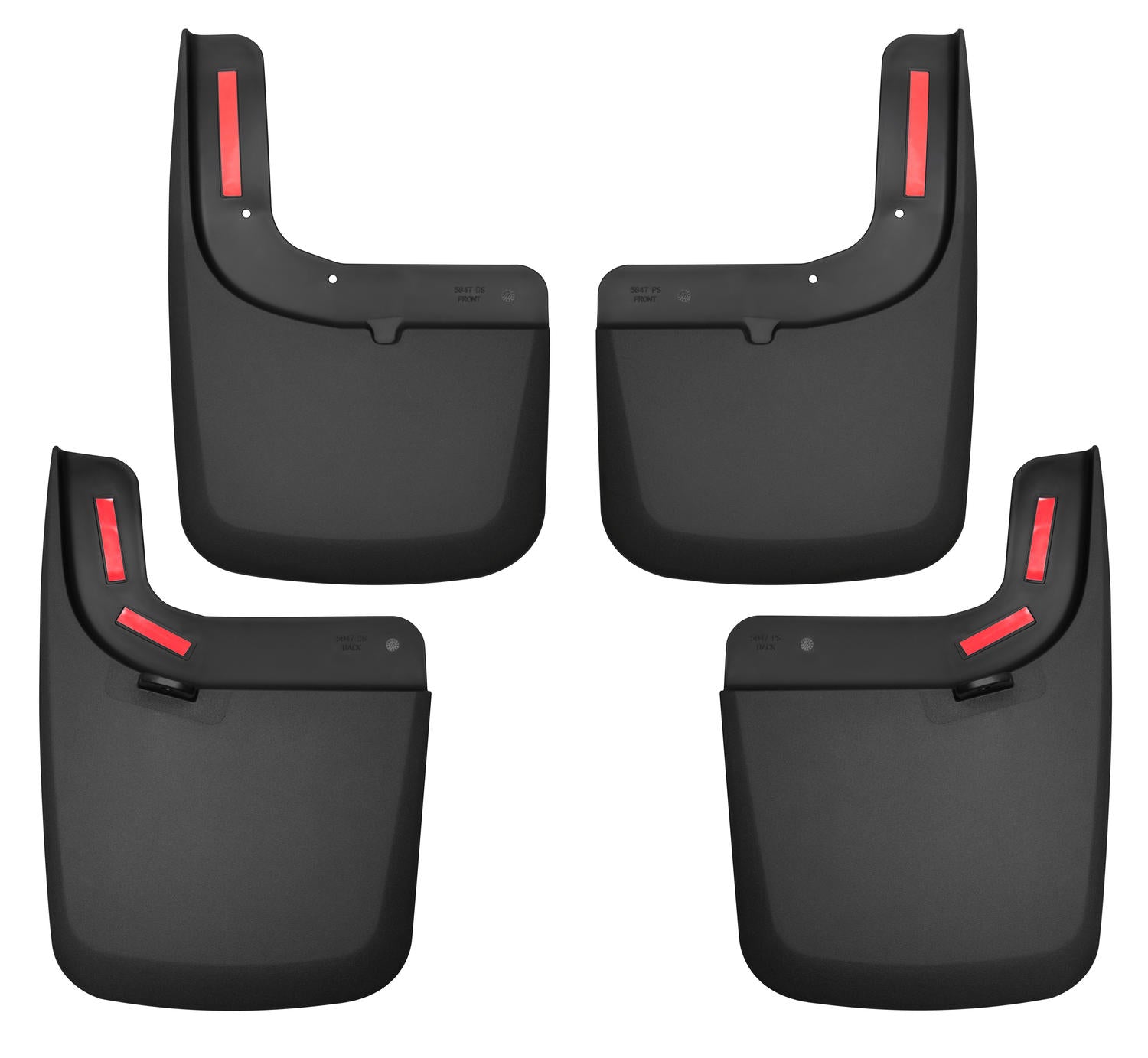 ~(4 lbs. 19X13X6)~ Custom Mud GuardsFront and Rear Mud Guard SetTPO - Thermoplastic OlefinBlack