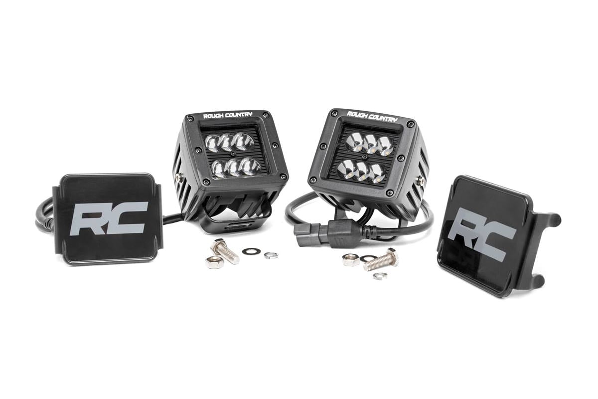 ~(8 lbs. 9X9X6)~ 2-inch Square Cree LED Lights - (Pair  Black Series Spot Beam)