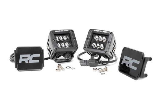 ~(8 lbs. 9X9X6)~ 2-inch Square Cree LED Lights - (Pair  Black Series Spot Beam)