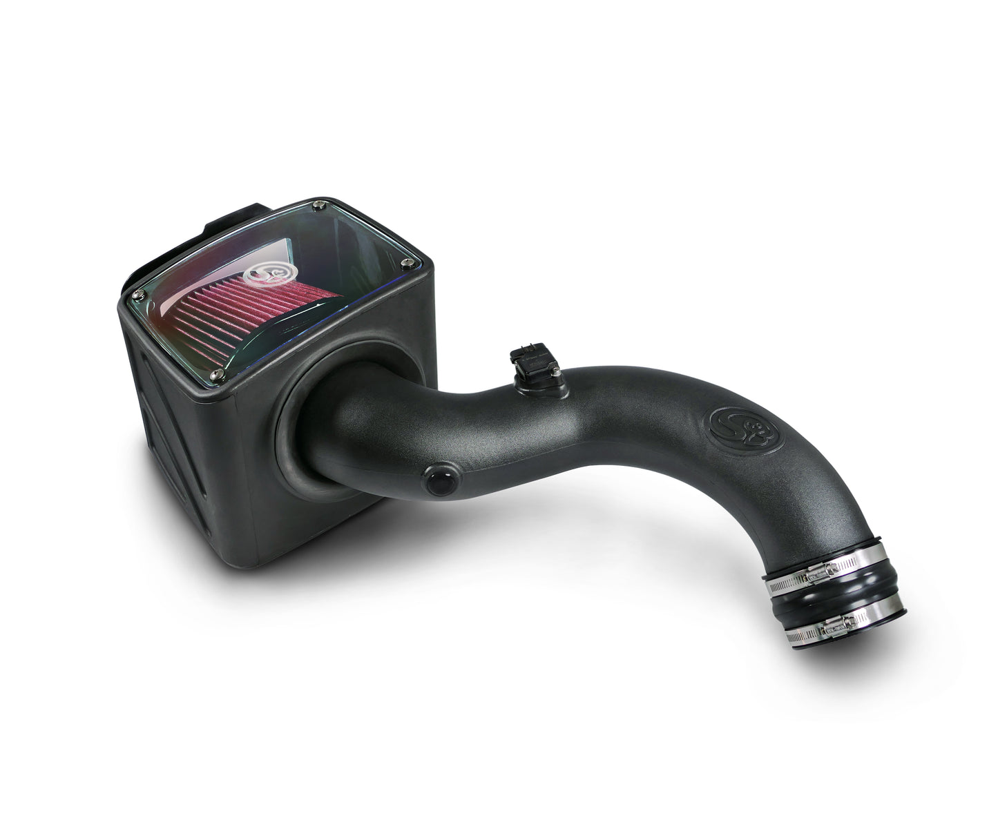 ~(16 lbs. 25X16X15)~ Cold Air Intake For 04-05 Chevrolet Silverado GMC Sierra V8-6.6L LLY Duramax Cotton Cleanable Red S B