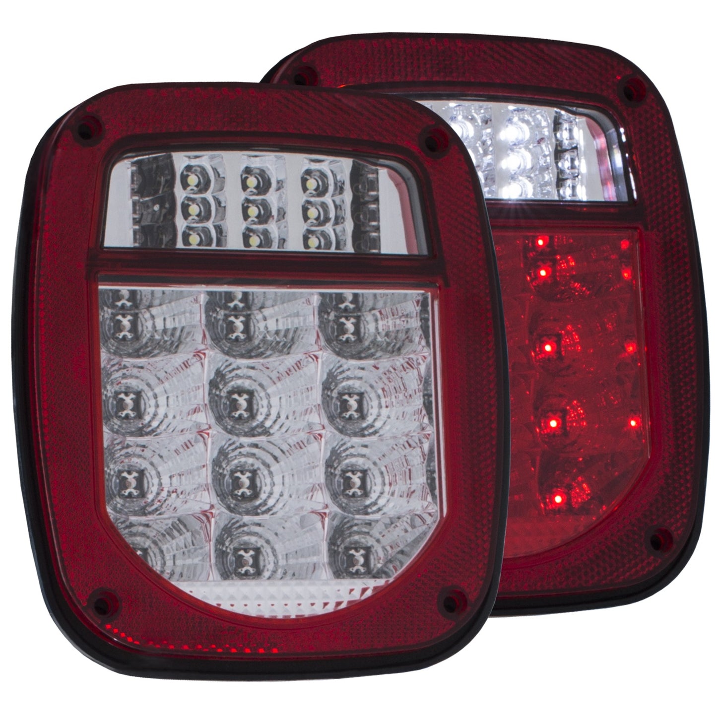 LED 2 Lens - Red Clear  Chrome