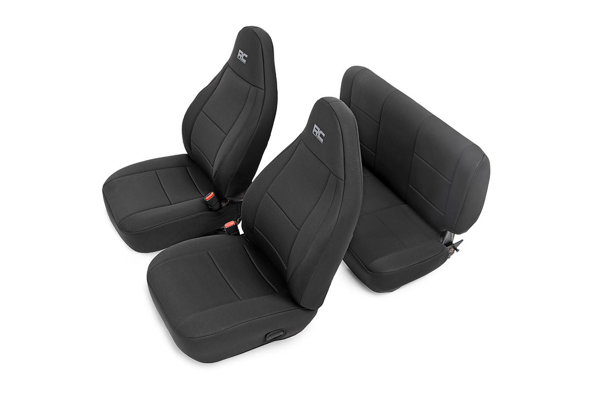 ~(11.8 lbs. 27X20X8)~ Jeep Neoprene Seat Cover Set  Black [97-02 Wrangler TJ]