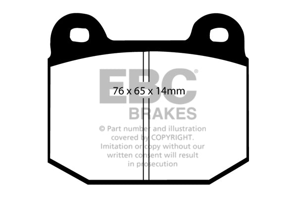 ~(2 lbs. 2X2X2)~ EBC YELLOWSTUFF PERFORMANCE PADS EBC Brakes Performance brake pads made for cars trucks and SUVs. Extreamly high friction coefficient and temperature range enhances braking substantially over OEM pads. Spirited street pads that are also t