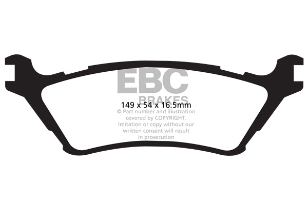 ~(5 lbs. 6X3X3)~ EBC YELLOWSTUFF PERFORMANCE PADS EBC Brakes Performance brake pads made for cars trucks and SUVs. Extreamly high friction coefficient and temperature range enhances braking substantially over OEM pads. Spirited street pads that are also t