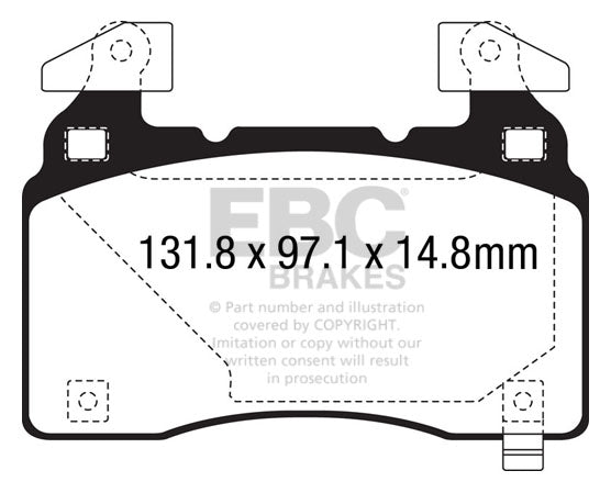 ~(5 lbs. 6X4X4)~ EBC YELLOWSTUFF PERFORMANCE PADS EBC Brakes Performance brake pads made for cars trucks and SUVs. Extreamly high friction coefficient and temperature range enhances braking substantially over OEM pads. Spirited street pads that are also t