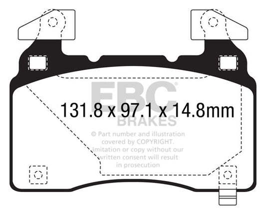 ~(5 lbs. 6X4X4)~ EBC YELLOWSTUFF PERFORMANCE PADS EBC Brakes Performance brake pads made for cars trucks and SUVs. Extreamly high friction coefficient and temperature range enhances braking substantially over OEM pads. Spirited street pads that are also t