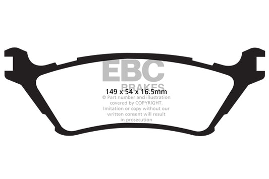 ~(5 lbs. 6X4X4)~ EBC GREENSTUFF 6000 TRUCK PADS Upgrade your stopping power with a simple pad change using EBC High Friction 6000 series Greenstuff brake pads. The new EBC 6000 series boasts GG rated friction for better stopping with fully shimmed edge ch