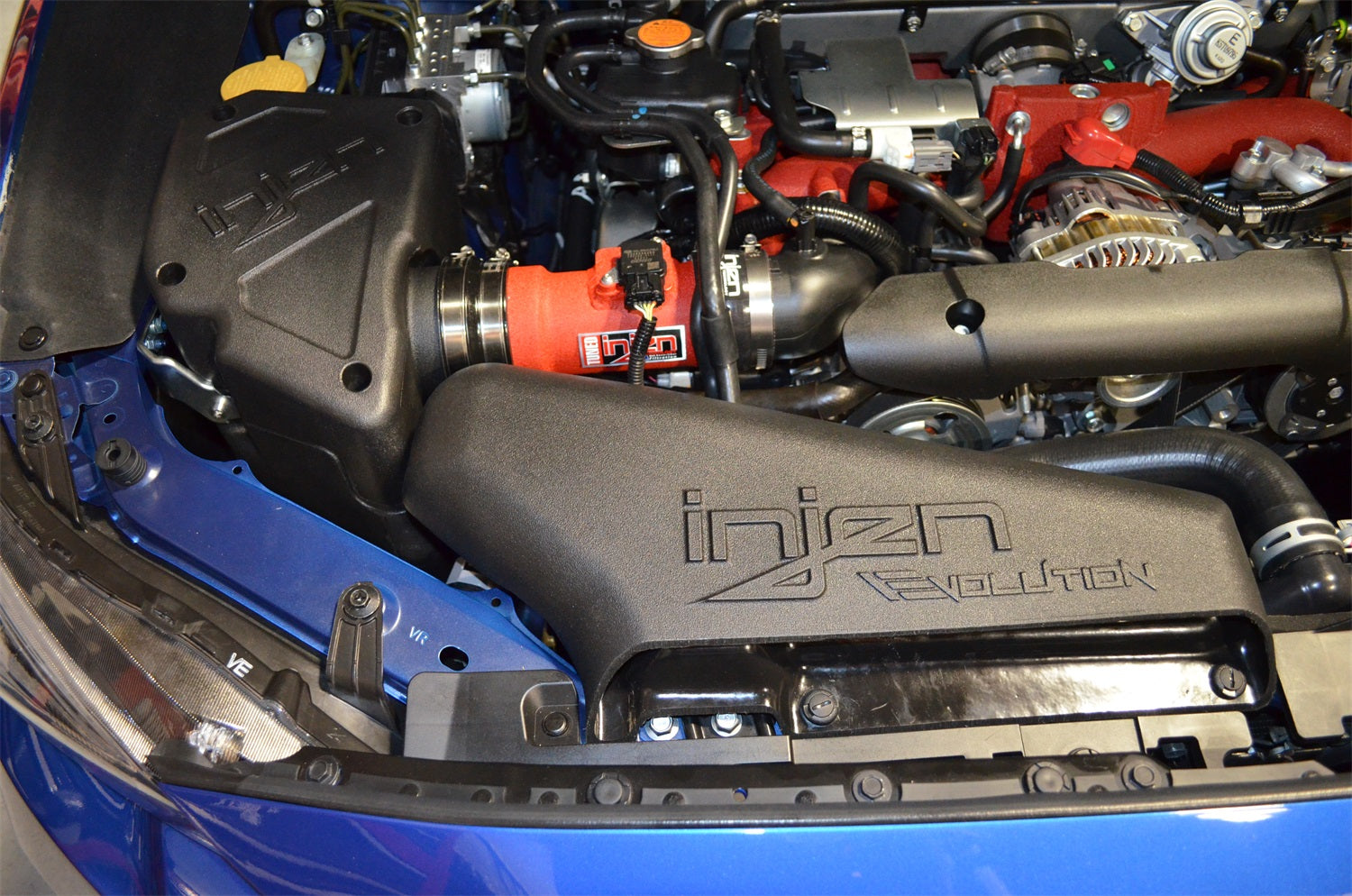 ~(13 lbs. 28X17X13)~ Totally enclosed roto-molded air box plenum and functional front air scoop locks in place with Injen own Shur-lok coupler equipped with SuperNano-Web Dry filter and tuned air intake tube
