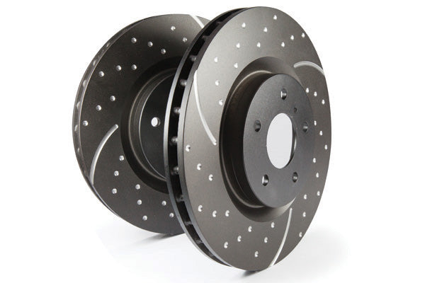~(35 lbs. 14X8X8)~ EBC GD SERIES SLOTTED AND DIMPLED ROTORS The latest in sport rotors features wide aperture slots that draw cool air into the braking contact area and reduce temperatures preventing brake fade. Dimple drilling avoids stress cracks and th