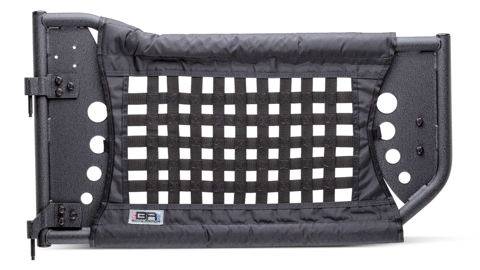 ~(45 lbs. 37X21X3)~ 2018 Wrangler JL Traildoors FrontPair MINI-TEXTURED BLACK FABRIC/METAL