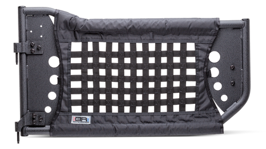 ~(45 lbs. 37X21X3)~ 2018 Wrangler JL Traildoors FrontPair MINI-TEXTURED BLACK FABRIC/METAL