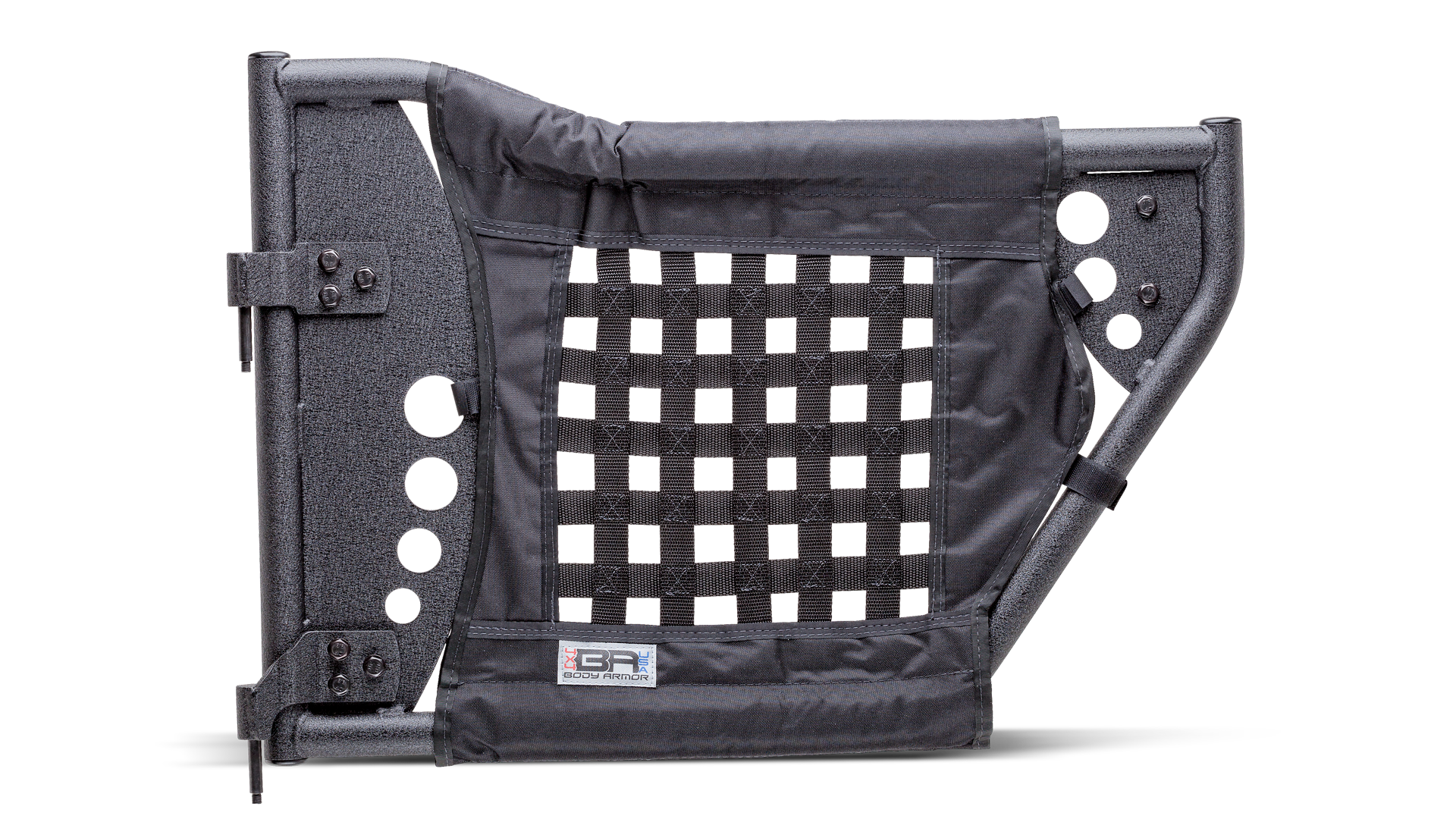 ~(45 lbs. 37X21X3)~ 2018 Wrangler JL Traildoors RearPair MINI-TEXTURED BLACK FABRIC/METAL
