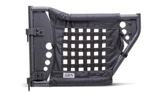 ~(45 lbs. 37X21X3)~ 2018 Wrangler JL Traildoors RearPair MINI-TEXTURED BLACK FABRIC/METAL