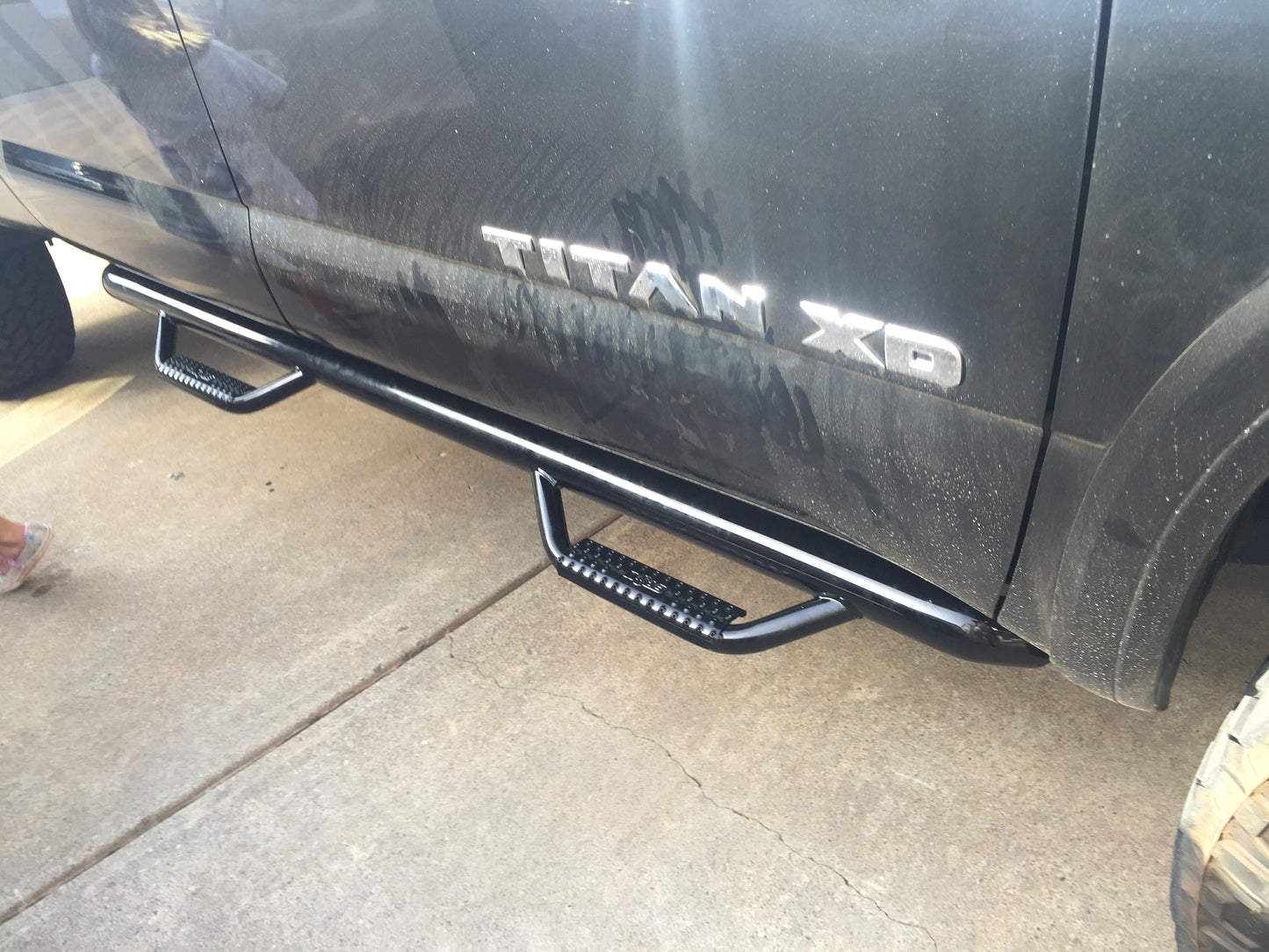 ~(62.4 lbs. 92X18X14)~ Step Systems Nerf Step Gloss Black Nissan 16-21 Titan   Titan XD Crew Cab All Beds Gas   Diesel SRW
