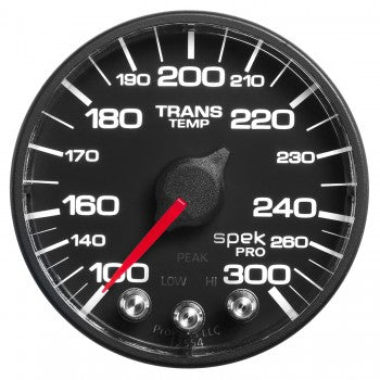 ~(0.8 lbs. 5X5X4)~ GAUGE TRANS TEMP 2 1/16 IN 300degree F STEPPER MOTOR W/PEAK and WRN BLK/BLK SPEK-PRO