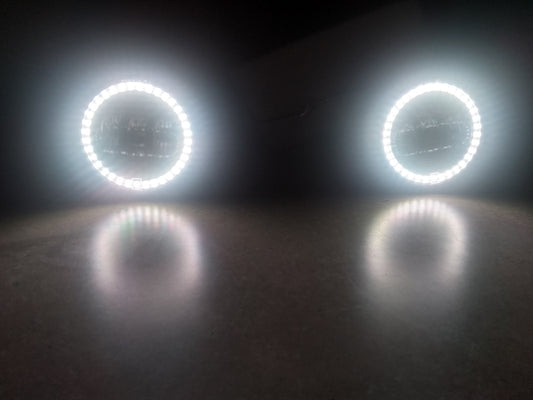 ~(5 lbs. 12X7X5)~ Jeep JL/JT 4 Inch White DRL Halo/Amber Turn Signal Fog Lights