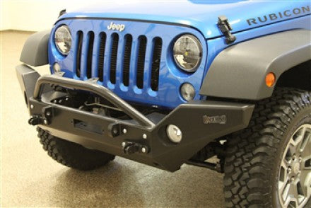 Rock Hard 4x4 Aluminum Patriot Series Full Width Front Bumper w  Lowered Winch Mount for Jeep Wrangler JK 2007 - 2018 [RH-5045]