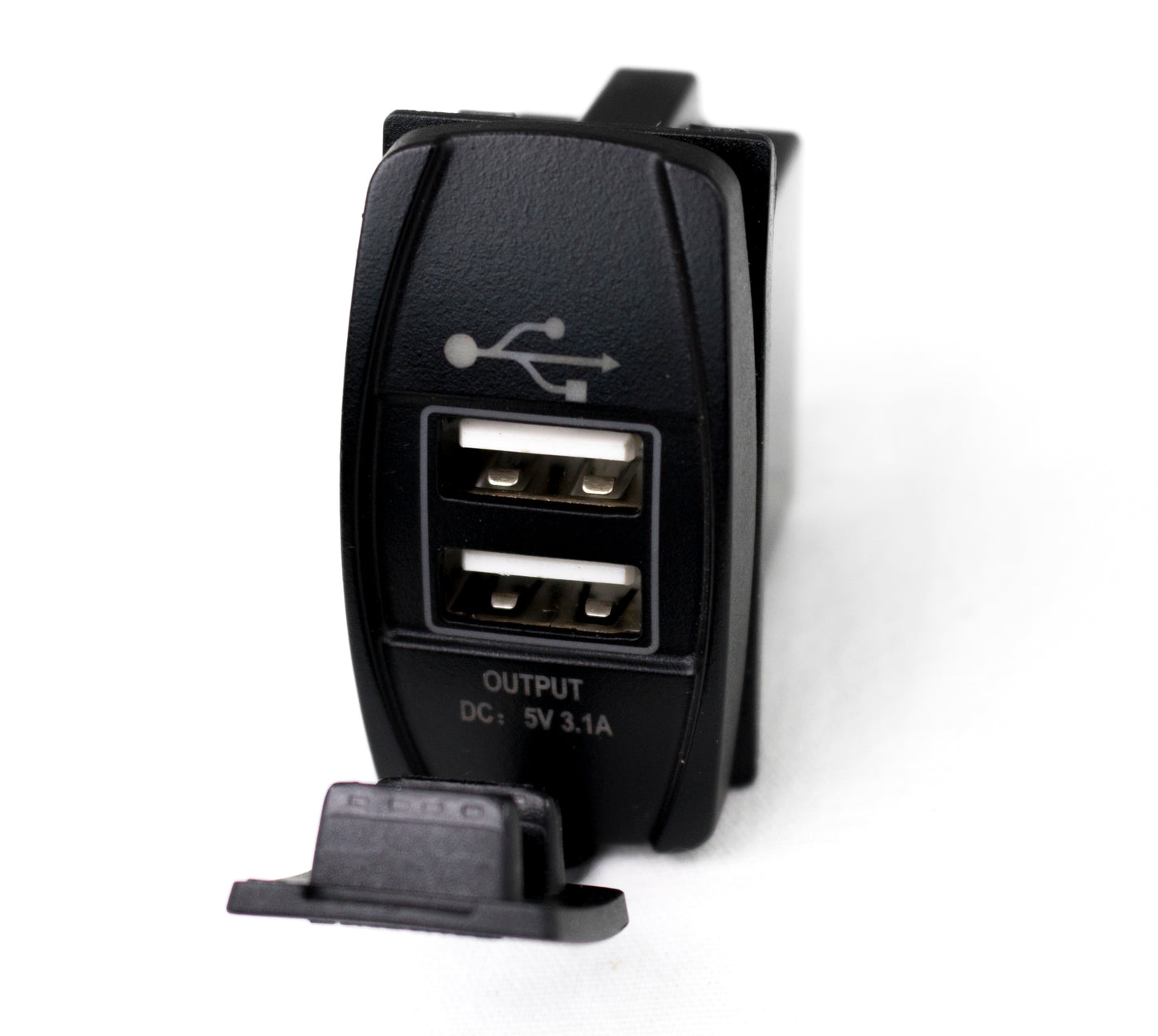 ***Discontinued***~(0.1 lbs. 3X3X1)~ LED Rocker Switch 2-Port USB Charge Panel w/ Blue Radiance