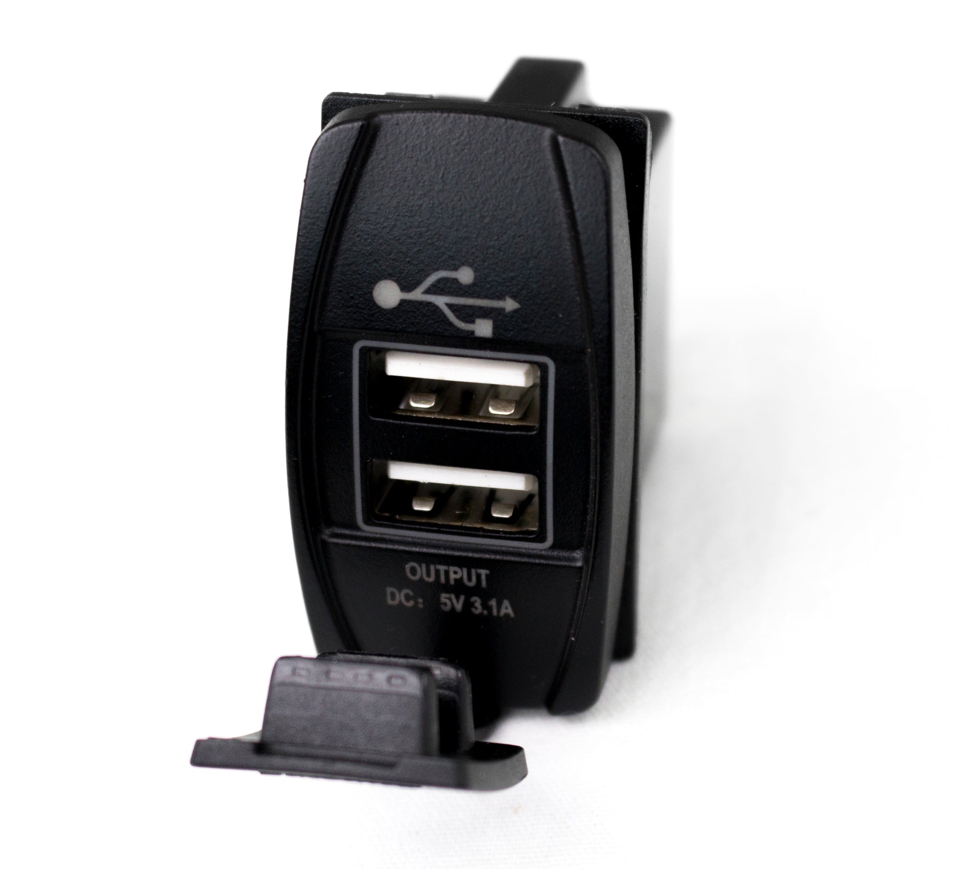 ***Discontinued***~(0.1 lbs. 3X3X1)~ LED Rocker Switch 2-Port USB Charge Panel w/ Blue Radiance