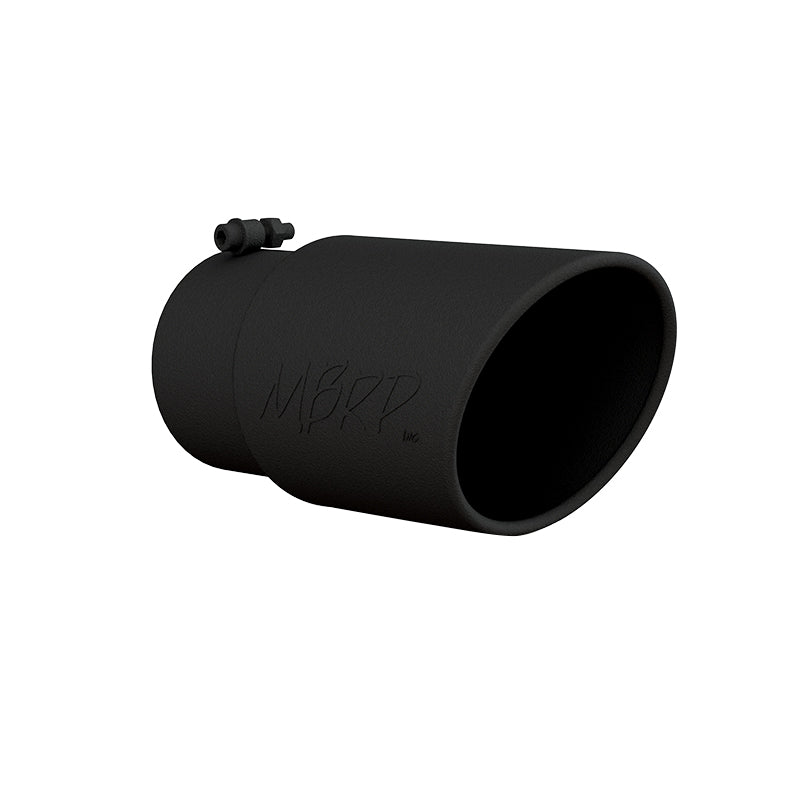 ~(3 lbs. 15X7X7)~  Universal Black Coated Tip 6in OD Angled Rolled End 5in inlet 12in length