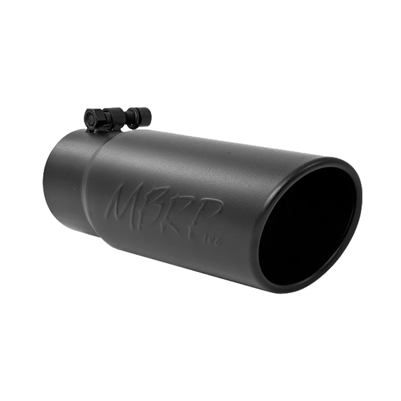 ~(2.5 lbs. 15X7X7)~  Universal Black Coated Tip 3.5in OD Angled Rolled End 3in  I.D. inlet 10in length