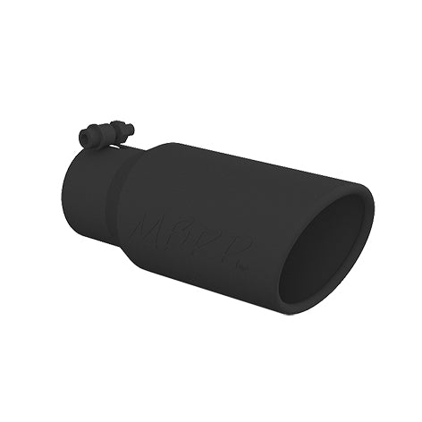 ~(2.2 lbs. 15X7X7)~  Universal Black Coated Tip  4in OD  Angled Cut Rolled End  3in  inlet 10in length