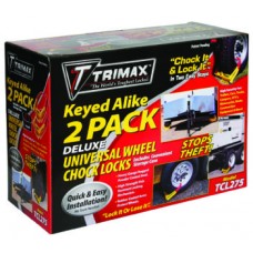 ~(16.1 lbs. 21X16X12)~ TRIMAX  Deluxe Wheel Chock Lock Keyed Alike Two Pack Of TCL75 Includes Carrying Case