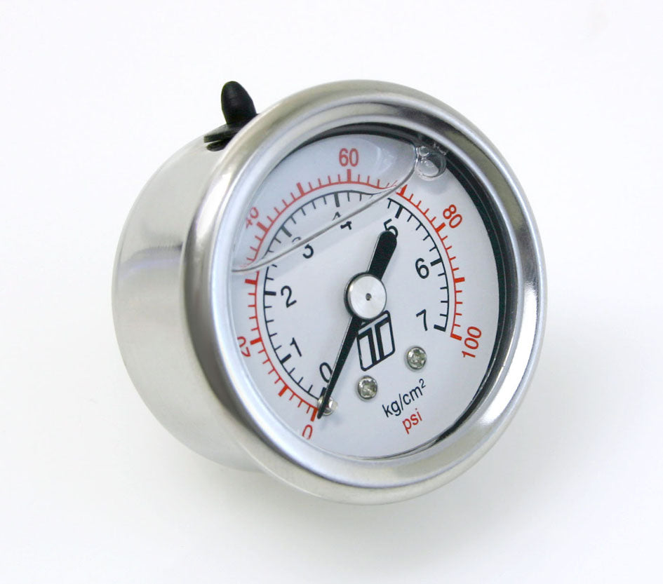 ~(0.2 lbs. 2X2X2)~ FPR Gauge 0-100psi Liquid Fill Automotive type: Universal