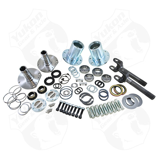 Spin Free Locking Hub Conversion Kit  Dana 30 44 TJ  XJ  YJ  30 spline  5 x 5.5  This kit uses outer axles which use a Spicer 5-760X u joint. Some early model housings use a smaller 5-260X joint and will require new inner axles to use this kit.
